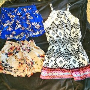 2 pairs floral shorts, 1 short jumper girls size 12